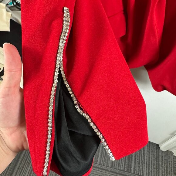 Fashion Nova Red Rhinestone Trim Blazer Jacket – Size 3X - Picture 6 of 8